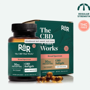 R&R 30mg Broad-Spectrum CBD Softgels – 34 ct (THC-Free)