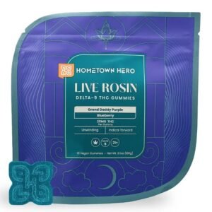 Hometown Hero Live Rosin Gummies – Grand Daddy Purple Blueberry